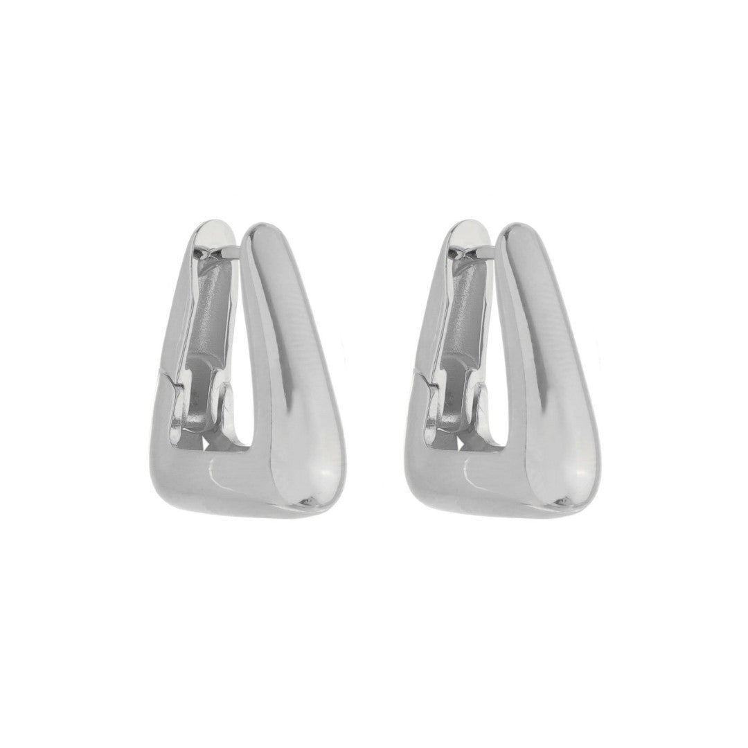 Brinco Argola Triangular Emily P Folheado em Ródio Branco