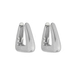 Brinco Argola Triangular Emily P Folheado em Ródio Branco