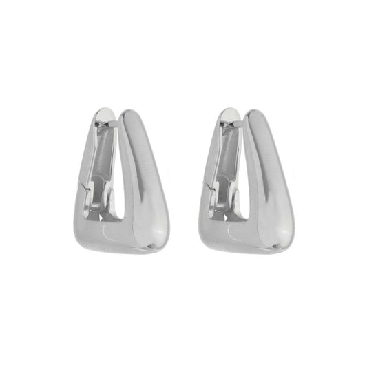 Brinco Argola Triangular Emily P Folheado em Ródio Branco