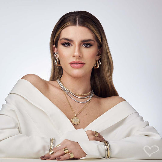 Brinco Argola Triangular Emily P Folheado em Ródio Branco