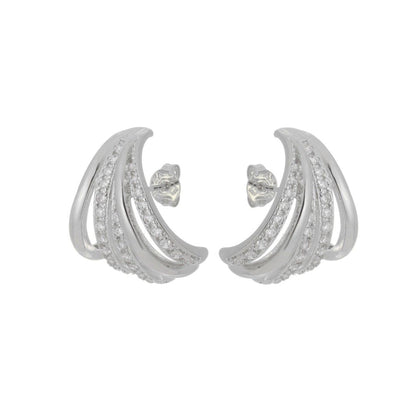 Brinco Ear Hook Serena Zircônias Folheado em Ródio Branco