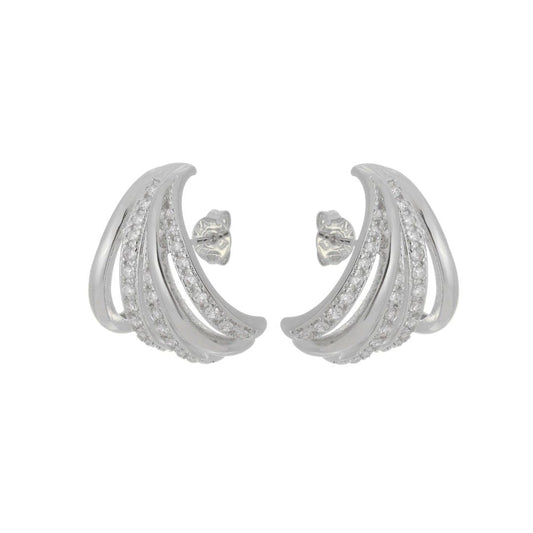 Brinco Ear Hook Serena Zircônias Folheado em Ródio Branco