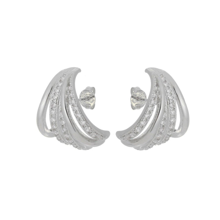 Brinco Ear Hook Serena Zircônias Folheado em Ródio Branco