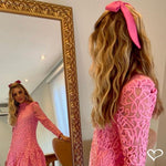 Laço de Cabelo Nat Crepe Rosa