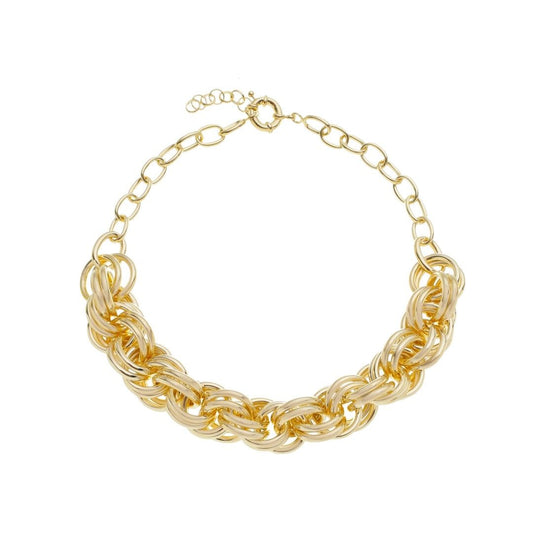 Colar Curto de Elos Entrelaçados Monize Folheado a Ouro 18k