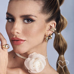 Trio de Brincos de Argola Tubo Wanessa Folheado a Ouro 18k