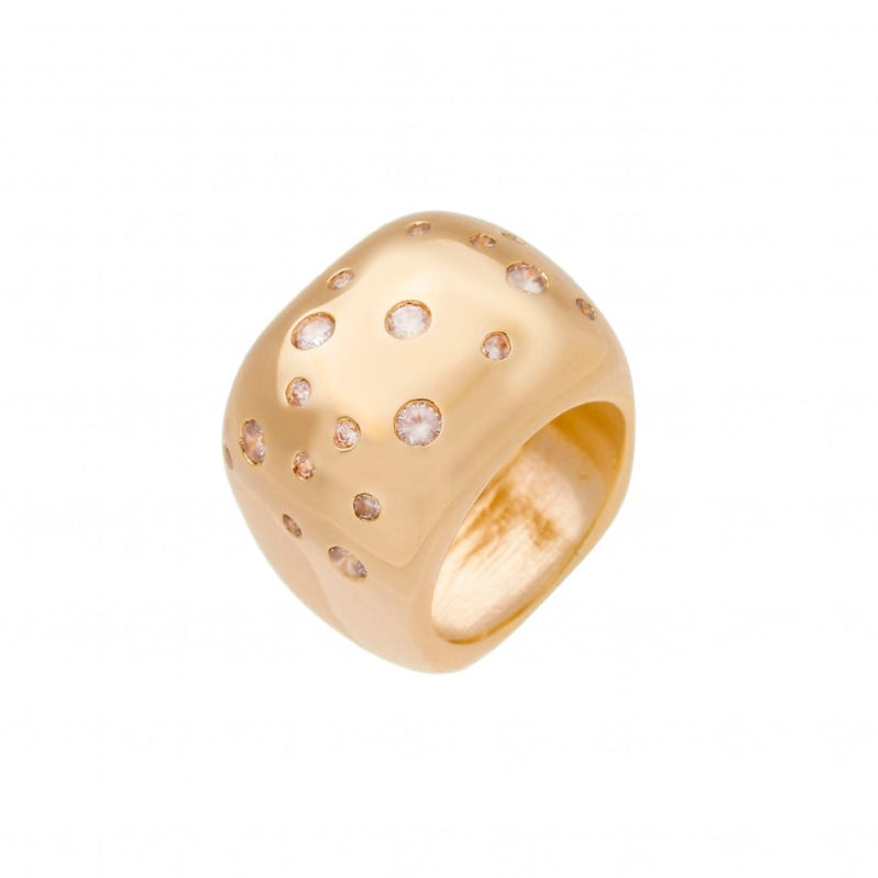 Anel Quadrado Betty Zircônias Folheado a Ouro 18k