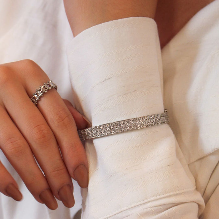 Bracelete Talita Zircônias Folheado em Ródio Branco