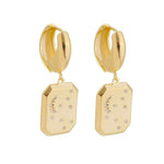 Brinco de Argolinha Centauri Placa Lua e Estrela Zircônias Folheado a Ouro 18k