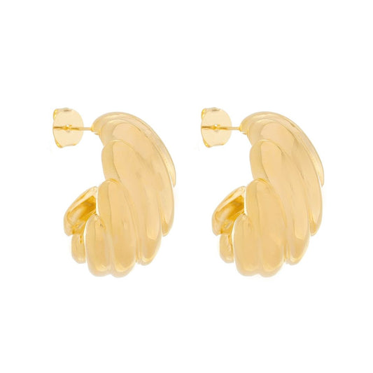 Brinco Argola Vintage Maya Ondulado Folheada a Ouro 18k