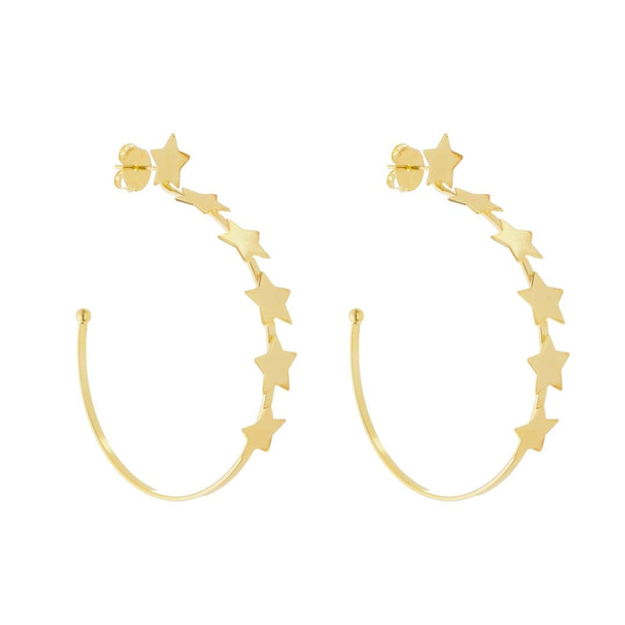 Brinco Argola Estrelas Navi Folheado a Ouro 18k
