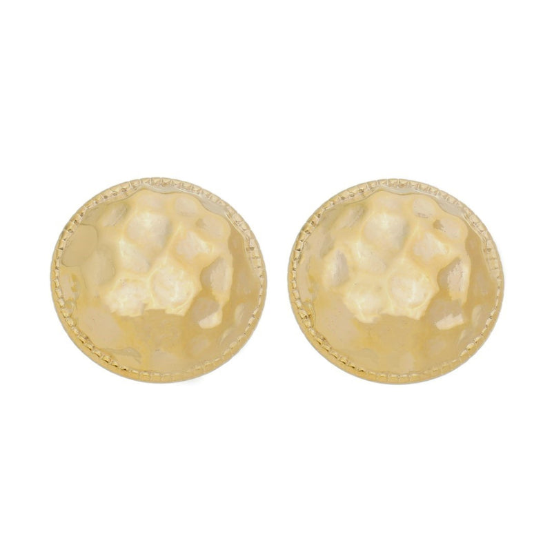 Brinco Botão Cora Texturizado Folheado a Ouro 18k