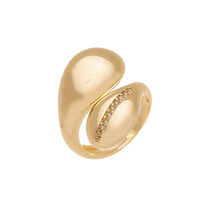 Anel Valentina Vintage Semi Aberto Zircônias Folheado a Ouro 18k