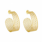 Brinco de Argola Erica Texturizado Folheado a Ouro 18k