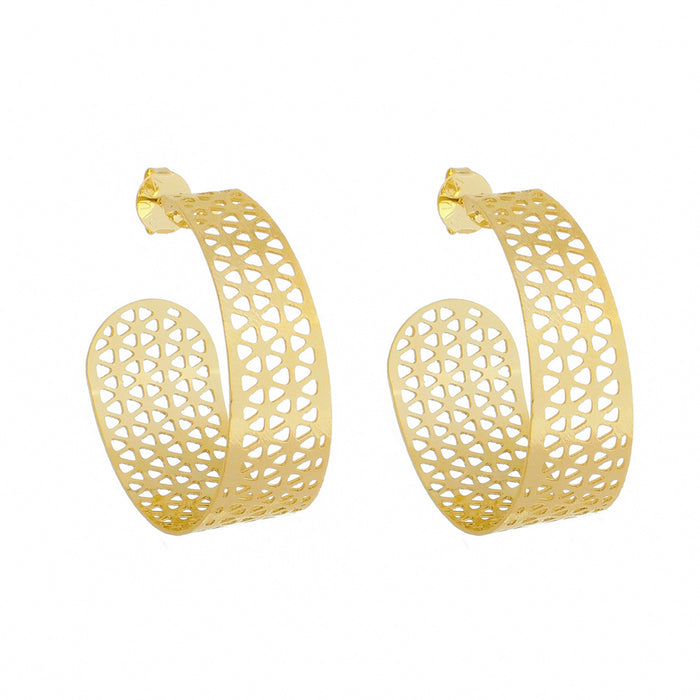 Brinco de Argola Erica Texturizado Folheado a Ouro 18k