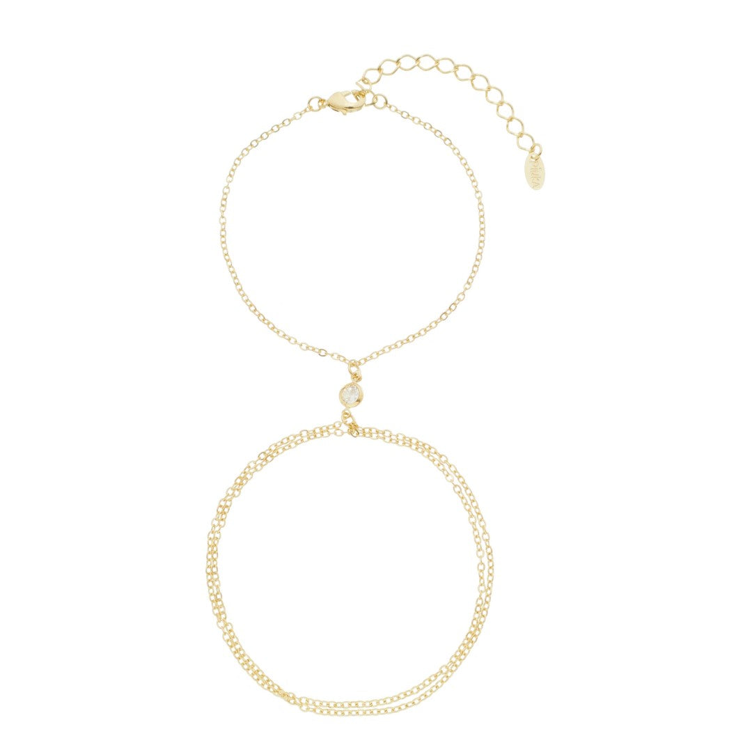 Pulseira de Mão Samira Ponto de Luz Folheada a Ouro 18k