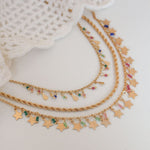 Choker de Estrelas Rana Zircônias Coloridas Folheada a Ouro 18k