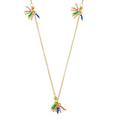 Colar Longo Amy Zircônias Coloridas Folheado a Ouro 18k