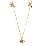 Colar Longo Amy Zircônias Coloridas Folheado a Ouro 18k
