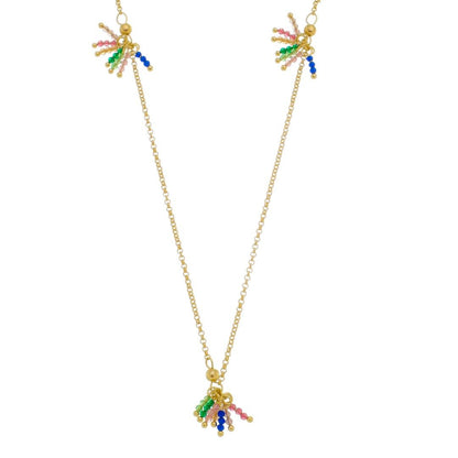 Colar Longo Amy Zircônias Coloridas Folheado a Ouro 18k