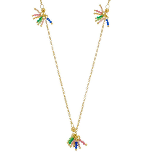 Colar Longo Amy Zircônias Coloridas Folheado a Ouro 18k