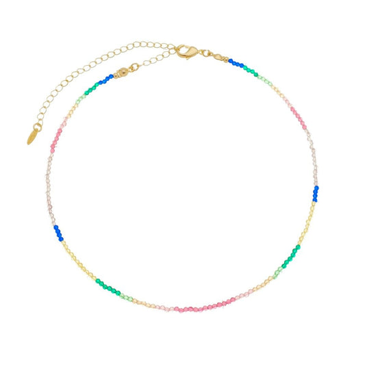 Choker Nici Zircônias Coloridas Folheada a Ouro 18k
