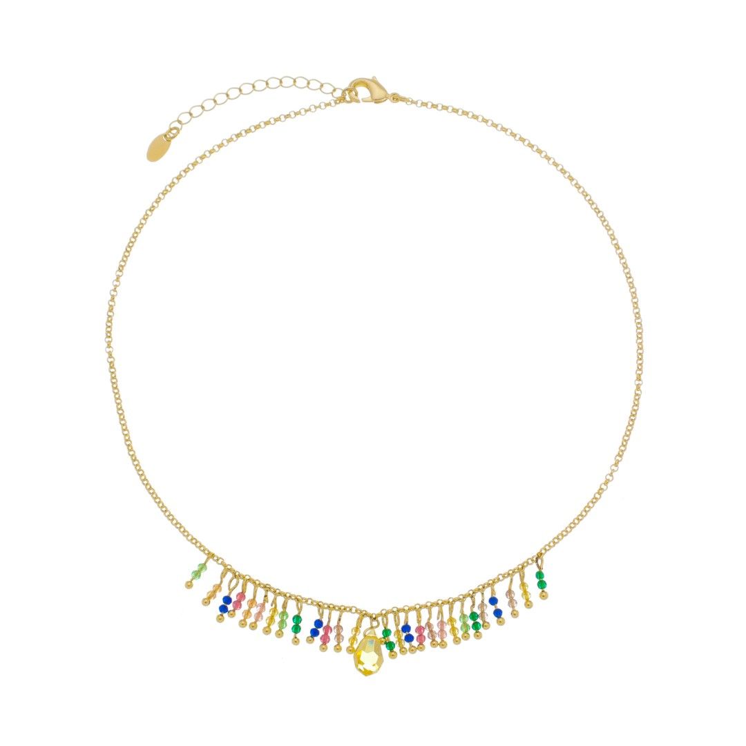 Choker Amy Zircônias Coloridas Folheada a Ouro 18k