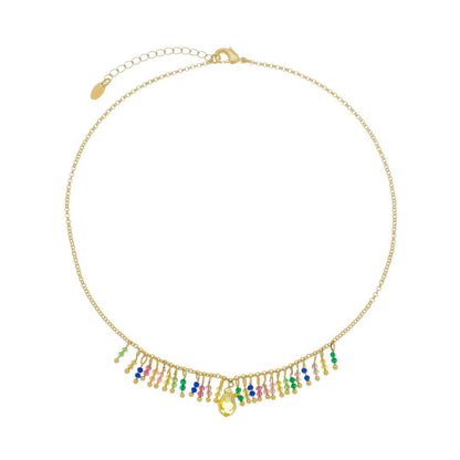 Choker Amy Zircônias Coloridas Folheada a Ouro 18k