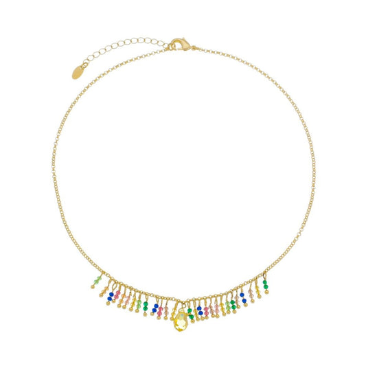 Choker Amy Zircônias Coloridas Folheada a Ouro 18k
