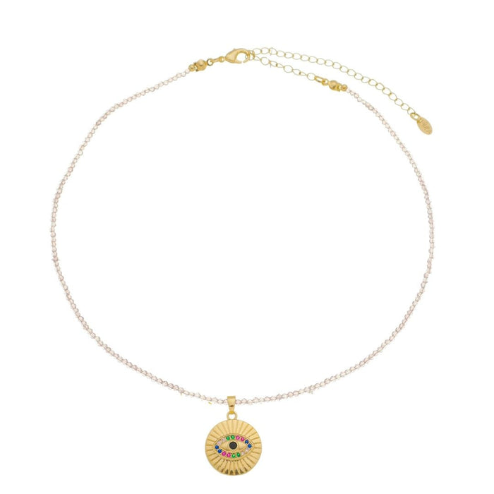 Choker Kali Medalha Olho Grego Zircônias Folheado a Ouro 18k