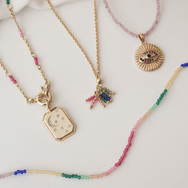 Choker Kali Medalha Olho Grego Zircônias Folheado a Ouro 18k