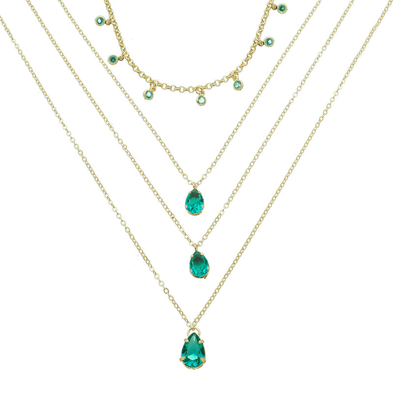 Mix de Colares Olivia Zircônias Turmalina Folheado a Ouro 18k