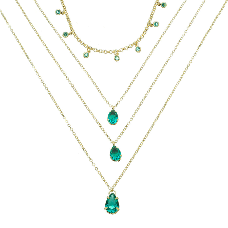 Mix de Colares Olivia Zircônias Turmalina Folheado a Ouro 18k