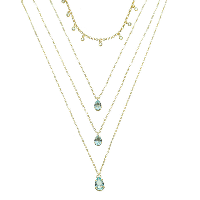Mix de Colares Olivia Zircônias Acqua Folheado a Ouro 18k