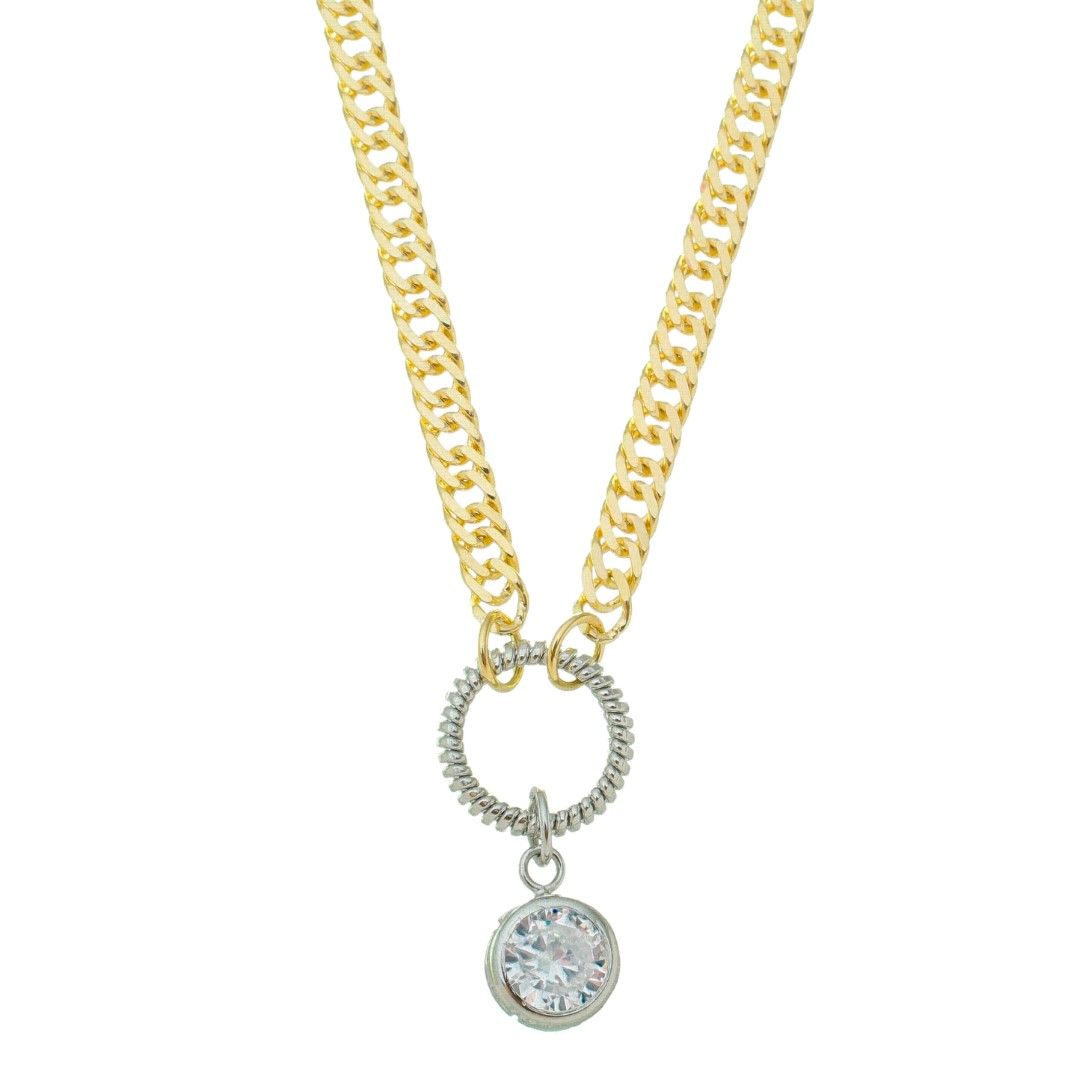 Colar Helena Zircônia Folheado a Ouro 18k e Folheado em Ródio Branco