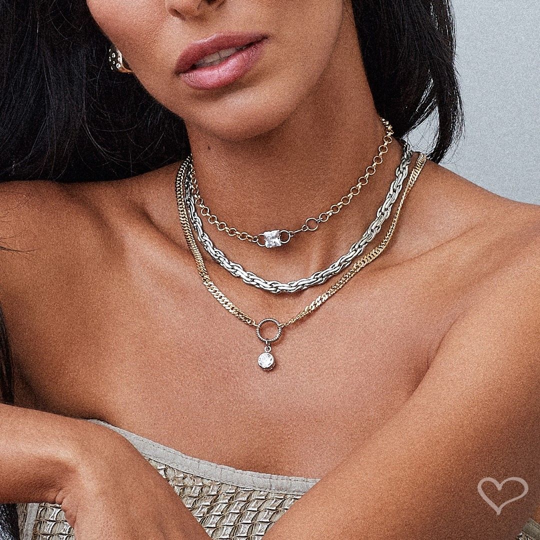 Colar Helena Zircônia Folheado a Ouro 18k e Folheado em Ródio Branco