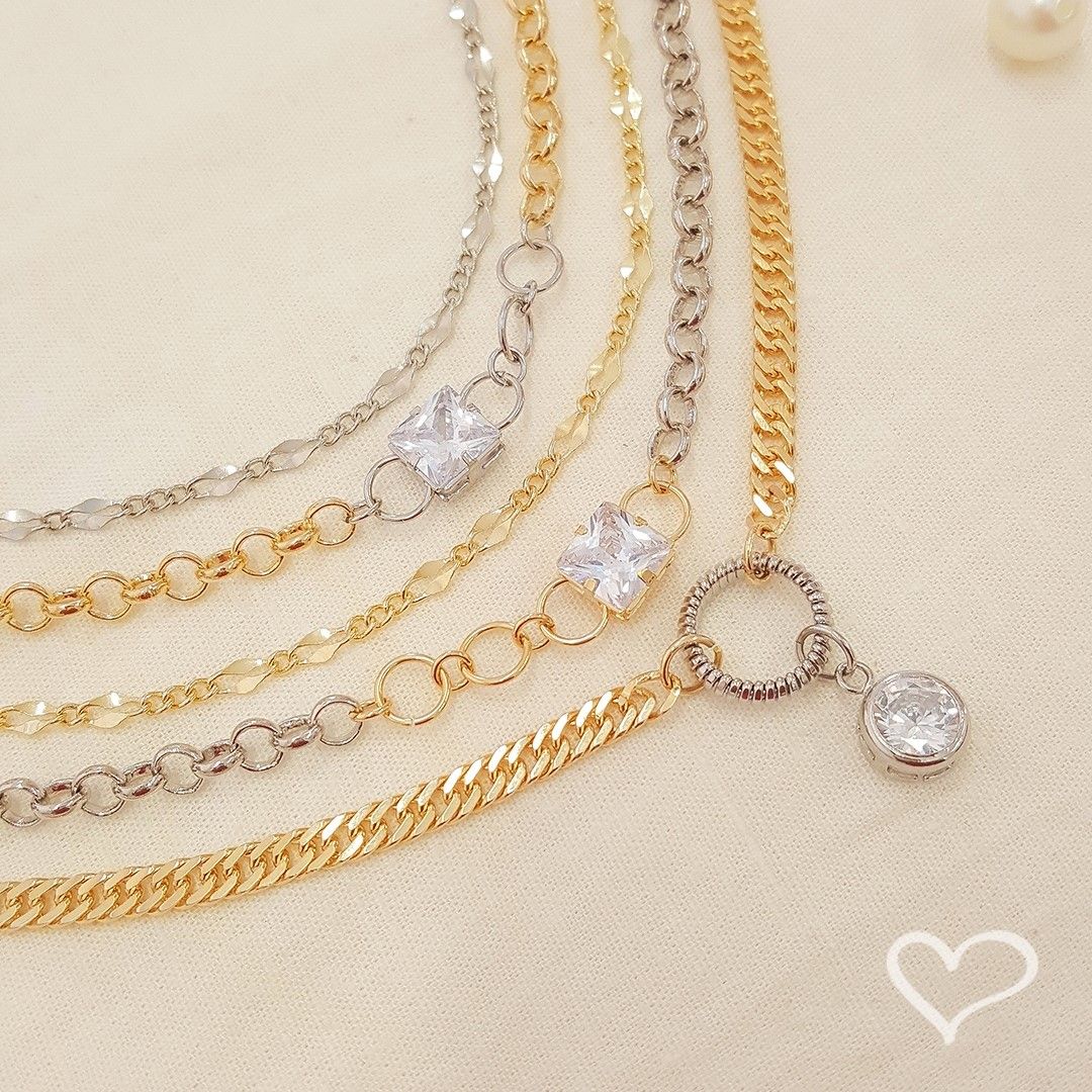 Colar Helena Zircônia Folheado a Ouro 18k e Folheado em Ródio Branco