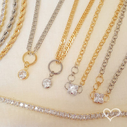 Colar Helena Zircônia Folheado a Ouro 18k e Folheado em Ródio Branco