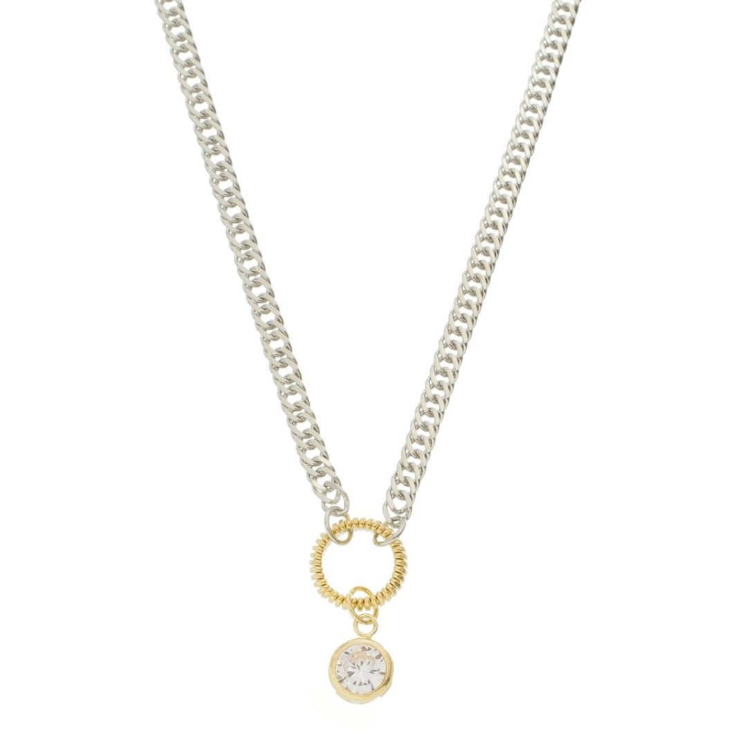 Colar Helena Zircônia Folheado em Ródio Branco e Folheado a Ouro 18k