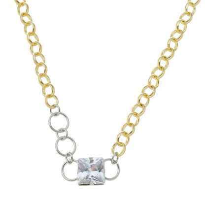Choker Ester Zircônia Folheada a Ouro 18k e Folheado em Ródio Branco