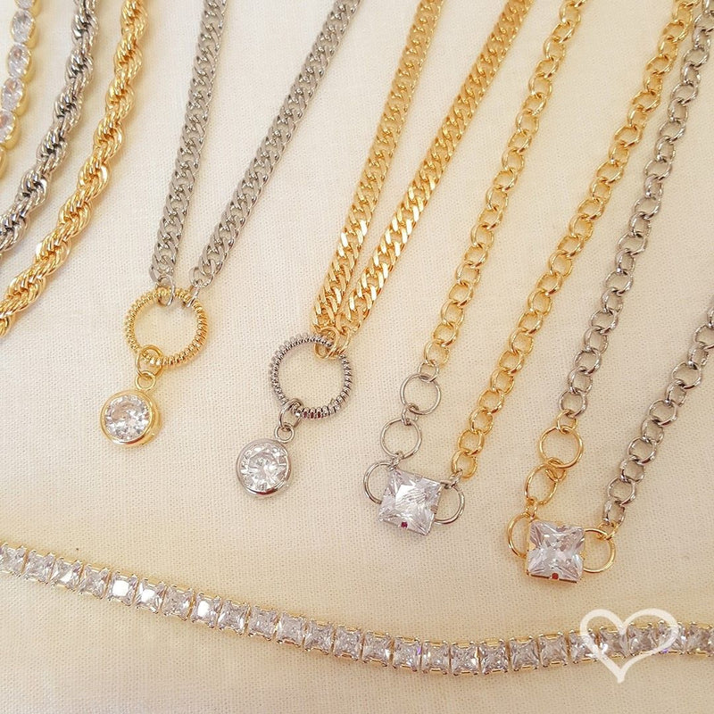 Choker Ester Zircônia Folheada a Ouro 18k e Folheado em Ródio Branco