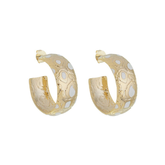 Brinco de Argola Giulia Resina Off White Folheado a Ouro 18k
