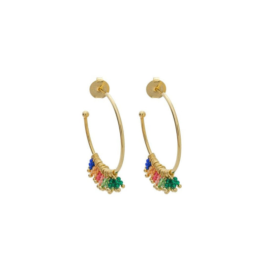 Brinco de Argola Amy Zircônias Coloridas Folheado a Ouro 18k