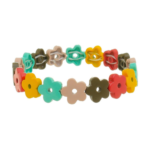 Pulseira Lara Flor Metal Tons de Verde