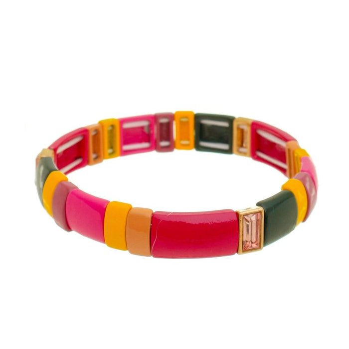 Pulseira Nena Retangulos Metal Pink