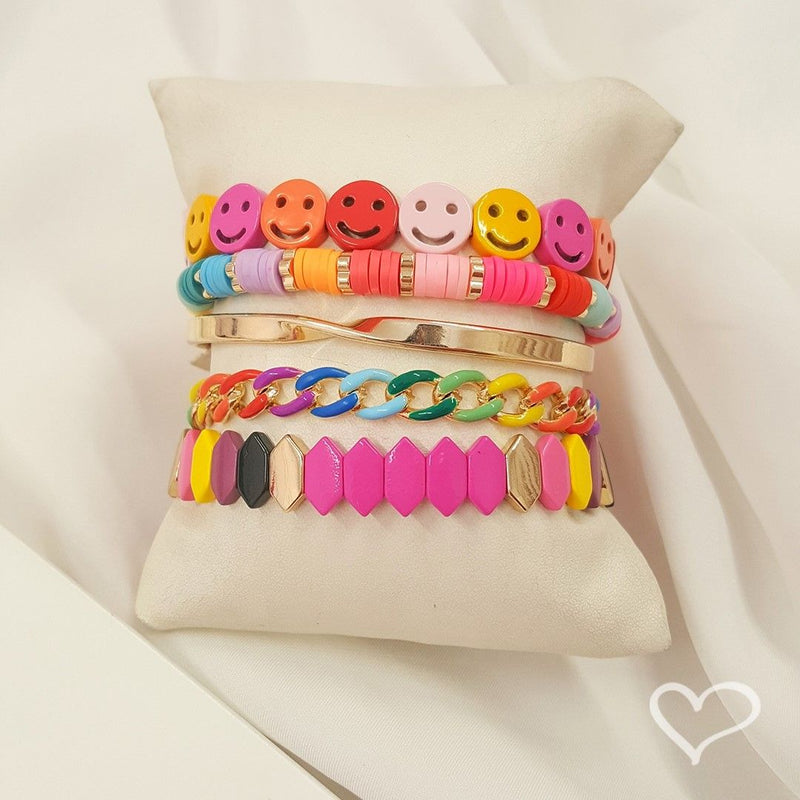 Pulseira Kiki Losangos Metal Pink
