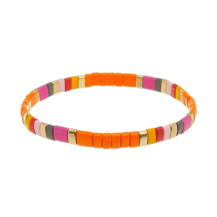 Pulseiras Drika Mini Losangos Metal Laranja