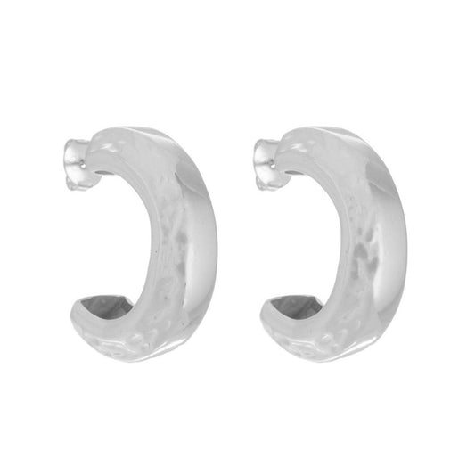 Brinco de Argola Textutrizado Malú Folheado em Ródio Branco