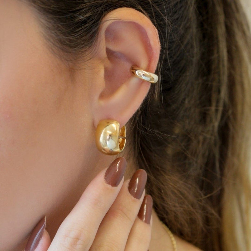 Brinco de Argola Larga Lily Folheado a Ouro 18k