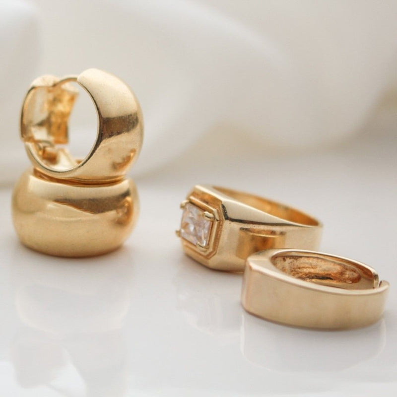 Brinco de Argola Larga Lily Folheado a Ouro 18k